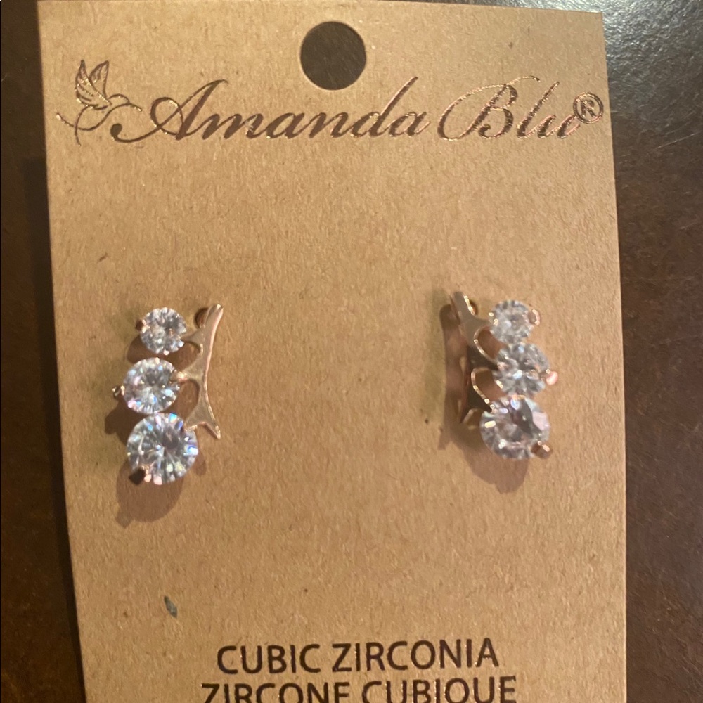 Rose Gold Three Stone Earrings